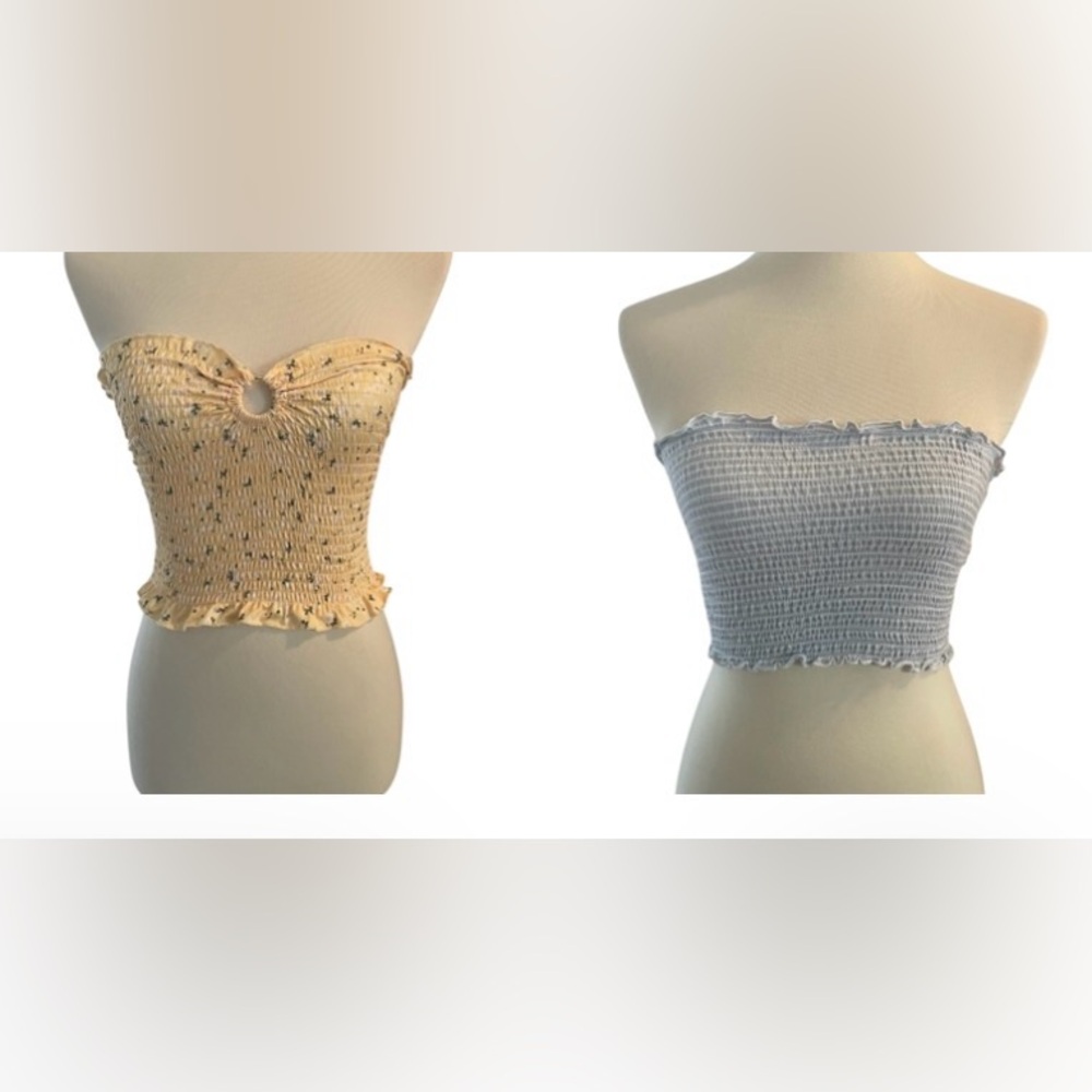 Two Summer Halter‎ Tops * Yellow and Light Blue *